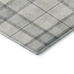HomeRoots 10' X 14' Silver Ivory Gray Plaid Area Rug – Washable, UV Protected, Durable & Family-Friendly Design 682523