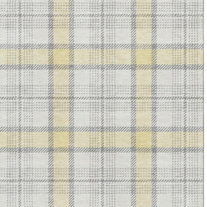 HomeRoots 9' X 12' Yellow Ivory Gray Plaid Area Rug – Stylish, Washable, UV Protected for High-Traffic Homes 682528