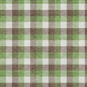 HomeRoots 8' X 10' Brown Ivory Green Plaid Washable Area Rug – UV Protected, Stain-Resistant, Durable Comfort! 682533