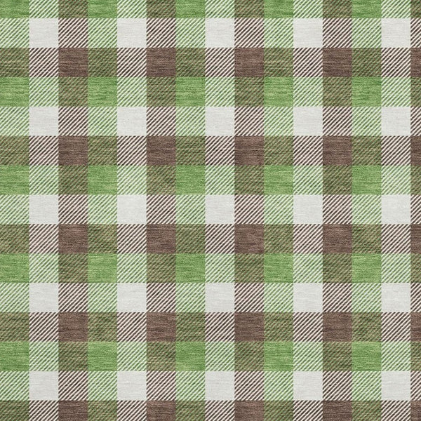HomeRoots 8' X 10' Brown Ivory Green Plaid Washable Area Rug – UV Protected, Stain-Resistant, Durable Comfort! 682533
