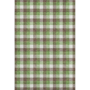 HomeRoots 10' Washable Brown, Ivory & Green Plaid Area Rug with UV Protection - Durable, Stylish & Family-Friendly! 682535
