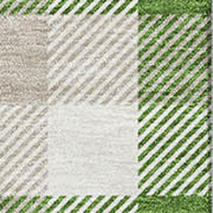 HomeRoots 5' X 8' Washable Plaid Area Rug in Emerald, Beige & Ivory - Durable, UV-Protected & Easy Care Design 682537