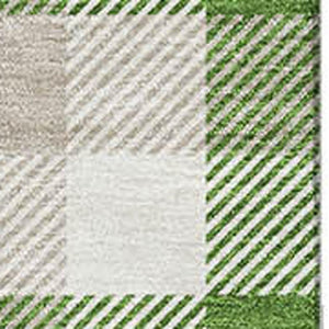 HomeRoots 8' X 10' Washable Plaid Area Rug in Emerald Beige & Ivory - UV Protected, Stain-Resistant & Durable 682539