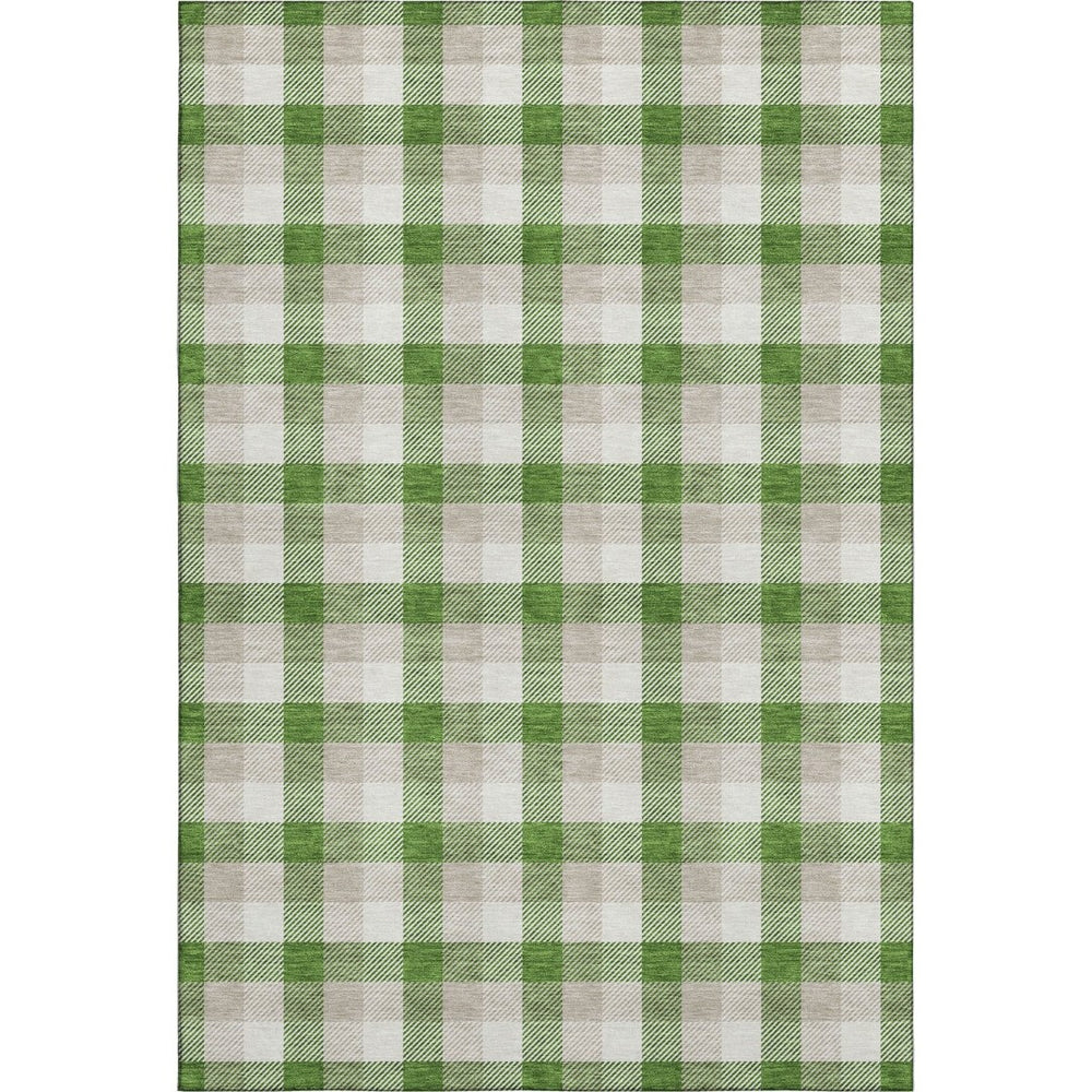 HomeRoots 9' X 12' Emerald Beige and Ivory Plaid Area Rug – Washable, UV Protected, Durable & Stylish Decor 682540