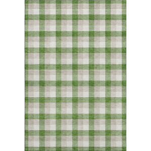 HomeRoots 10' X 14' Washable Emerald Beige Ivory Plaid Area Rug with UV Protection for Busy Homes & Style 682541