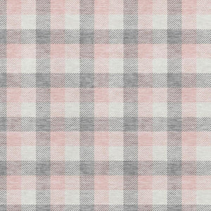 HomeRoots 5' X 8' Durable Granite Gray, Ivory & Pink Plaid Washable Area Rug with UV Protection for Families 682543