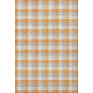 HomeRoots 5' X 8' Stylish Orange Ivory Gray Plaid Washable Area Rug with UV Protection for Everyday Use 682567