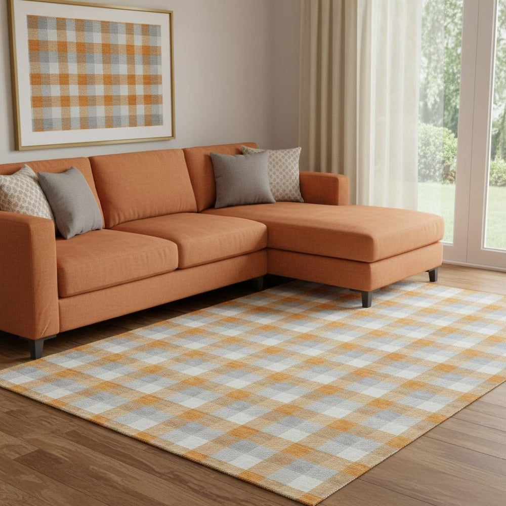 HomeRoots 8' X 10' Durable Plaid Washable Area Rug with UV Protection - Stylish, Easy-Care for Busy Homes 682569