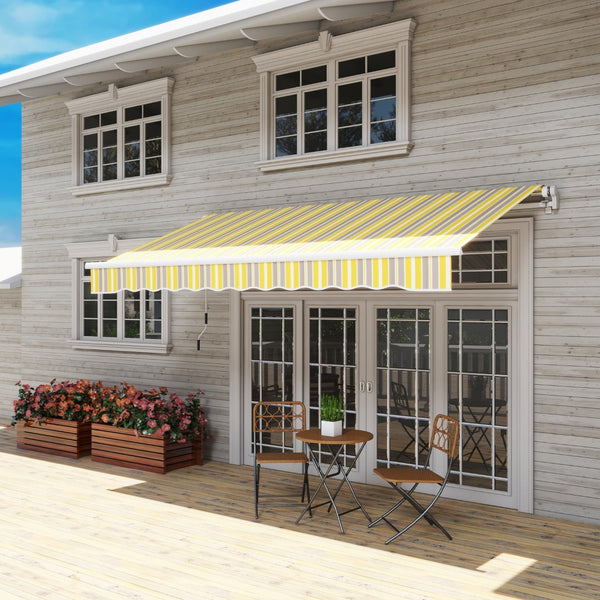 English Elm Outsunny 12' X 10' Retractable Awning – Stylish Sun Shade Shelter With Durable Uv-Resistant Fabric! W2225P217466-GIGA