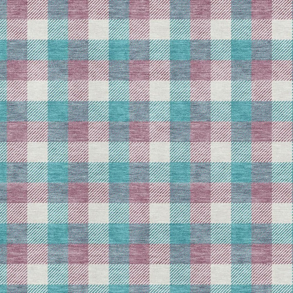 HomeRoots 8' X 10' Teal Blush & Ivory Plaid Washable Area Rug with UV Protection for Stylish, Durable Living Spaces 682593