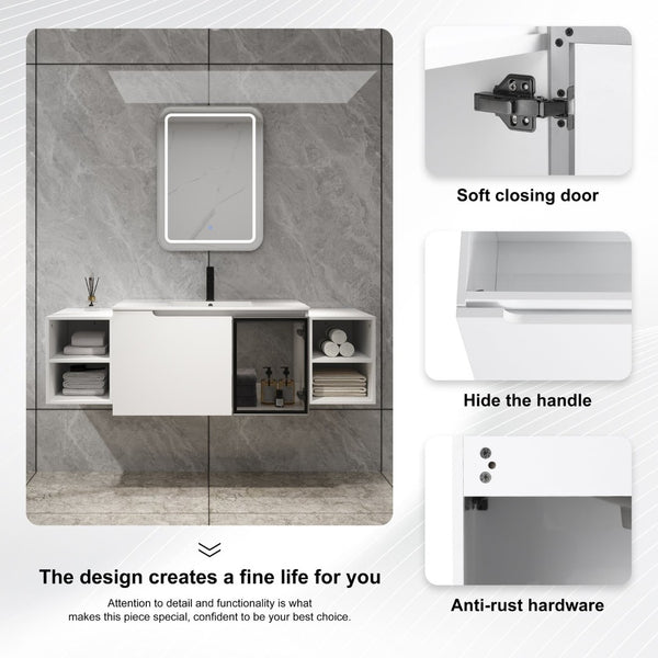 English Elm 60" Freestanding Double Sink Bathroom Vanity with Soft-close Doors and Three Drawers W999S00531