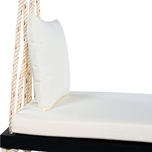 English Elm TOPMAX Acacia Wood Patio Swing Chair with Cushion & Pillows, 63" Comfortable Seat, 400lb Capacity Black N717P210136B