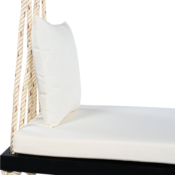 English Elm TOPMAX Acacia Wood Patio Swing Chair with Cushion & Pillows, 63" Comfortable Seat, 400lb Capacity Black N717P210136B