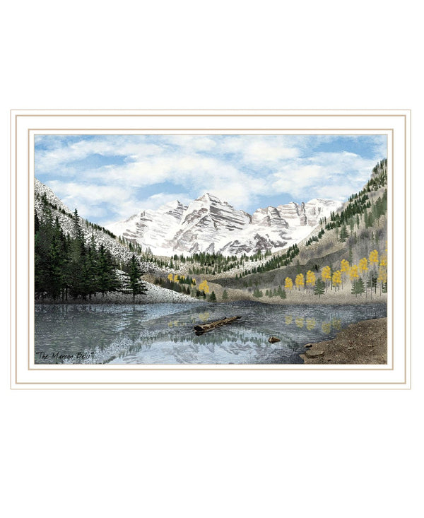 English Elm Trendy Decor 4u Maroon Bells Landscape Print White Framed Wood Wall Art B067P256651