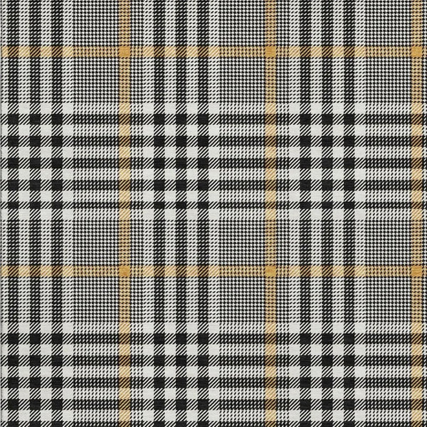 HomeRoots 9' X 12' Washable Black Ivory Gold Plaid Area Rug with UV Protection for High-Traffic Spaces 682606