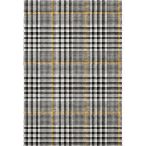 HomeRoots 10' X 14' Black Ivory & Gold Plaid Washable Area Rug with UV Protection for Stylish Living Spaces 682607