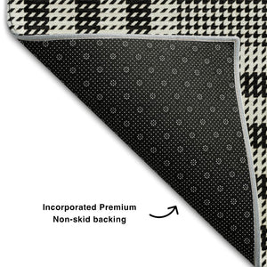 HomeRoots 10' X 14' Black Ivory & Gold Plaid Washable Area Rug with UV Protection for Stylish Living Spaces 682607