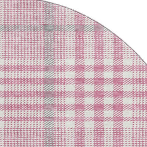HomeRoots 8' Blush Ivory And Gray Plaid Washable Round Rug - Durable, Stain Resistant, UV Protected Beauty! 682610