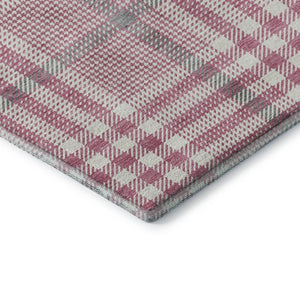 HomeRoots 8' X 10' Blush Ivory Gray Plaid Area Rug – Durable, Stain-Resistant, UV Protected for Busy Homes 682611