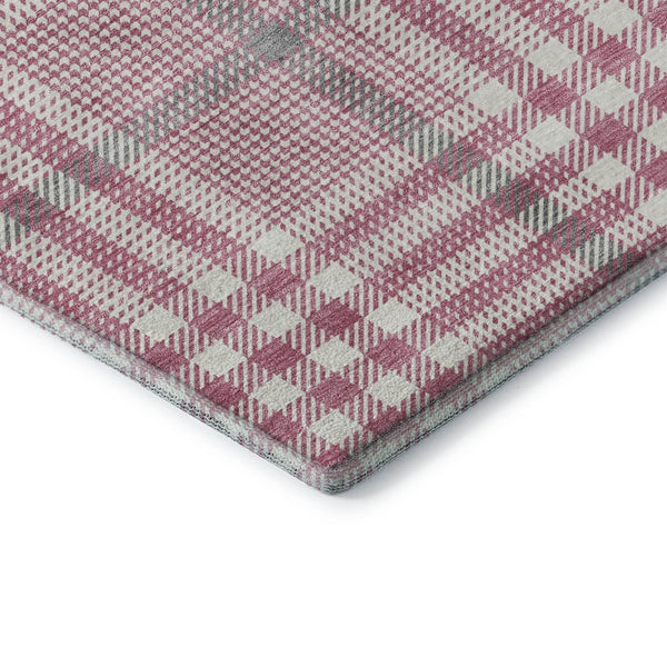HomeRoots 8' X 10' Blush Ivory Gray Plaid Area Rug – Durable, Stain-Resistant, UV Protected for Busy Homes 682611