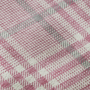 HomeRoots 8' X 10' Blush Ivory Gray Plaid Area Rug – Durable, Stain-Resistant, UV Protected for Busy Homes 682611