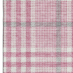 HomeRoots 10' X 14' Blush Ivory Gray Plaid Washable Area Rug - Durable, UV-Protected, Stylish for Every Home 682613