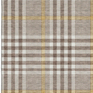 HomeRoots 5' X 8' Washable Brown Ivory Gold Plaid Area Rug – UV Protected, Stain-Resistant, Durable Design 682615
