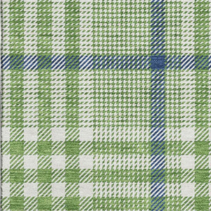 HomeRoots 8' X 10' Washable Plaid Area Rug with UV Protection - Stylish Green, Ivory & Blue for Any Room 682623