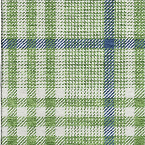 HomeRoots 9' x 12' Green, Ivory & Blue Plaid Area Rug – Washable, UV Protected & Family-Friendly for Any Room 682624