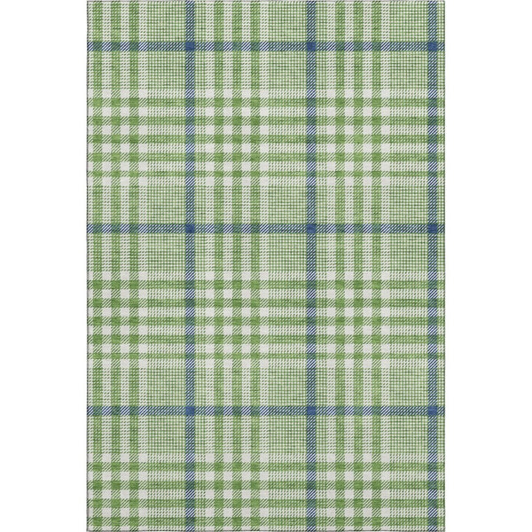 HomeRoots 10' X 14' Green Ivory & Blue Plaid Washable Area Rug - Durable, UV-Protected, Perfect for High-Traffic Areas! 682625