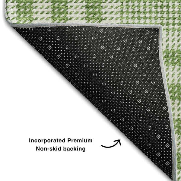 HomeRoots 10' X 14' Green Ivory & Blue Plaid Washable Area Rug - Durable, UV-Protected, Perfect for High-Traffic Areas! 682625