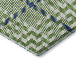 HomeRoots 10' X 14' Green Ivory & Blue Plaid Washable Area Rug - Durable, UV-Protected, Perfect for High-Traffic Areas! 682625