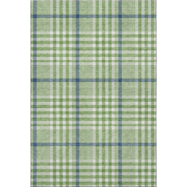 HomeRoots 10' X 14' Green Ivory & Blue Plaid Washable Area Rug - Durable, UV-Protected, Perfect for High-Traffic Areas! 682625