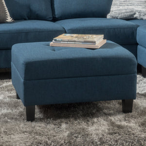 English Elm Christopher Knight Home® - OTTOMAN Navy Blue Fabric Accent Ottoman — Compact 28.25"W x23"D Modern Upholstered Footrest & Extra Seat 57649.00DBL