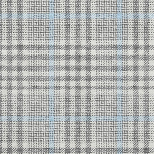 HomeRoots 5' X 8' Gray Ivory and Blue Plaid Area Rug - Washable, Stain Resistant, UV Protected for Homes 682633
