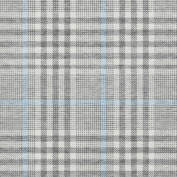 HomeRoots 10' X 14' Gray Ivory Blue Plaid Washable Area Rug - Durable, UV-Protected, Stain-Resistant Design 682637