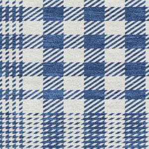 HomeRoots 8' Washable Round Rug in Navy, Ivory & Gray Plaid – Durable, UV-Protected, Stain-Resistant Design! 682640