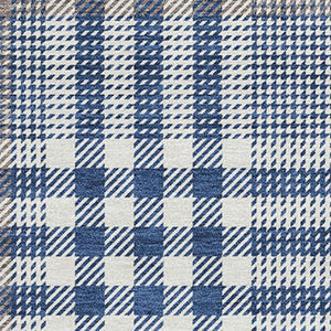 HomeRoots 8' X 10' Washable Navy Blue Ivory Gray Plaid Area Rug - Durable, Stain-Resistant, UV-Protected Design 682641