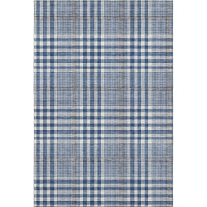 HomeRoots 9' X 12' Washable Navy Blue Plaid Area Rug with UV Protection, Stain Resistance & Durable Backing 682642