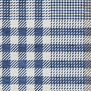 HomeRoots 9' X 12' Washable Navy Blue Plaid Area Rug with UV Protection, Stain Resistance & Durable Backing 682642