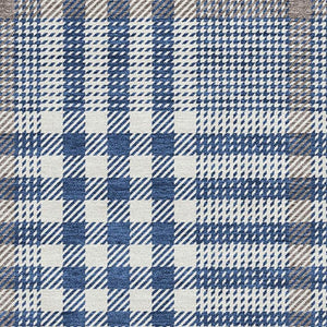 HomeRoots 9' X 12' Washable Navy Blue Plaid Area Rug with UV Protection, Stain Resistance & Durable Backing 682642