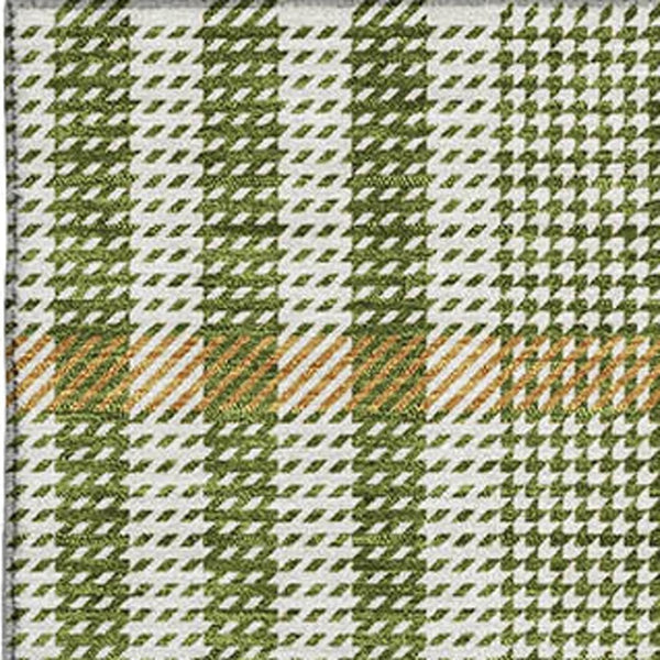 HomeRoots 5' X 8' Olive Green Ivory Gold Plaid Area Rug - Washable, UV Protected, Stain-Resistant Home Decor 682645