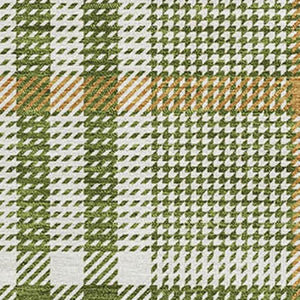 HomeRoots 10' Olive Green, Ivory & Gold Plaid Washable Area Rug - Durable, Stain Resistant & UV Protected! 682649