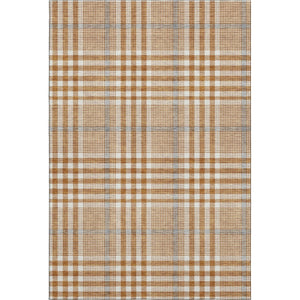 HomeRoots 5' X 8' Plaid Area Rug in Rust, Ivory & Gray – Durable, Washable, UV-Protected for Family Spaces 682651