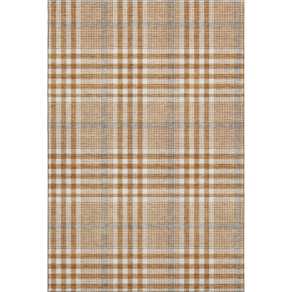 HomeRoots 5' X 8' Plaid Area Rug in Rust, Ivory & Gray – Durable, Washable, UV-Protected for Family Spaces 682651