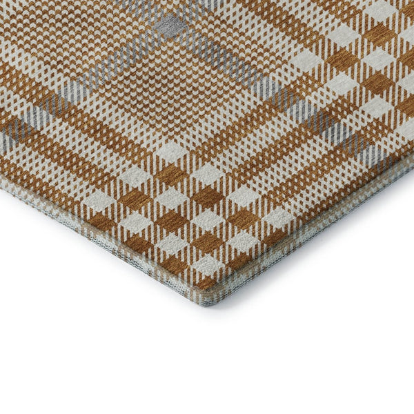 HomeRoots 5' X 8' Plaid Area Rug in Rust, Ivory & Gray – Durable, Washable, UV-Protected for Family Spaces 682651