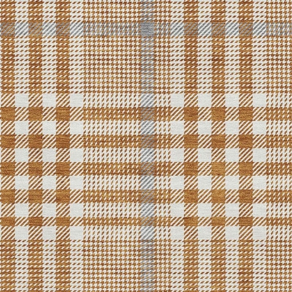 HomeRoots 5' X 8' Plaid Area Rug in Rust, Ivory & Gray – Durable, Washable, UV-Protected for Family Spaces 682651