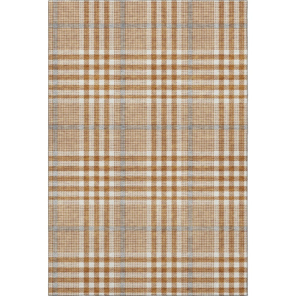 HomeRoots 5' X 8' Plaid Area Rug in Rust, Ivory & Gray – Durable, Washable, UV-Protected for Family Spaces 682651