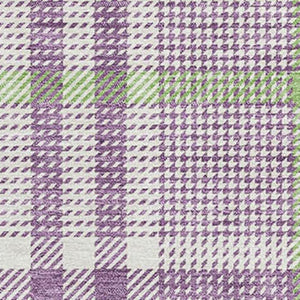 HomeRoots 8' X 10' Washable Area Rug in Purple, Ivory & Artichoke Green Plaid – UV Protected, Durable & Stylish! 682659