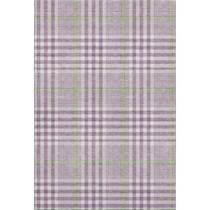 HomeRoots 10' X 14' Purple Ivory Artichoke Green Plaid Washable Area Rug with UV Defense for Family Spaces 682661